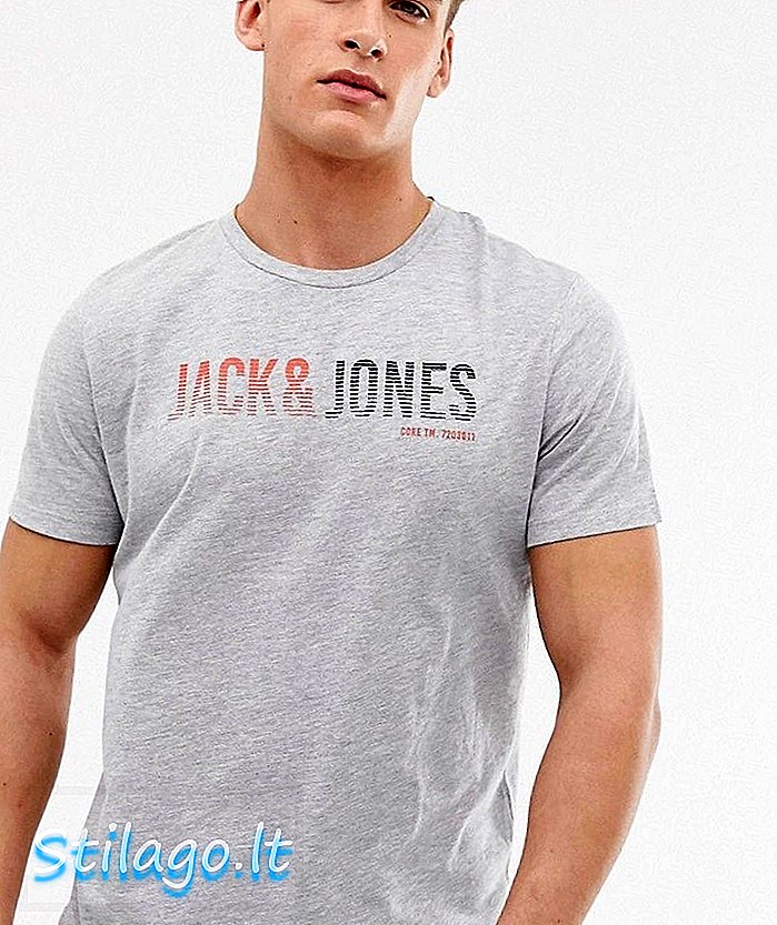 Jack & Jones Originals script tişört-Gri