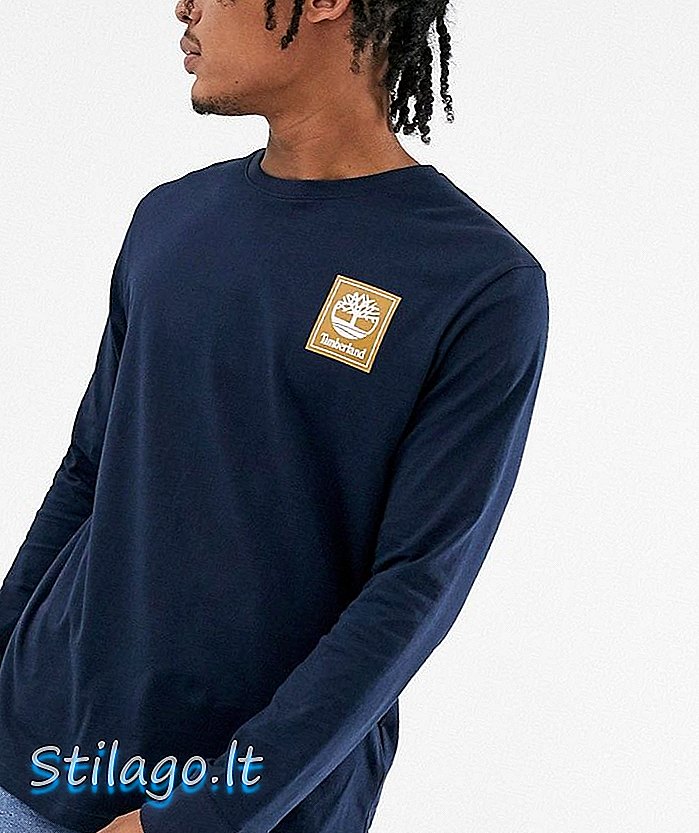 Timberland mürettebat boyun logosu t-shirt-Mavi
