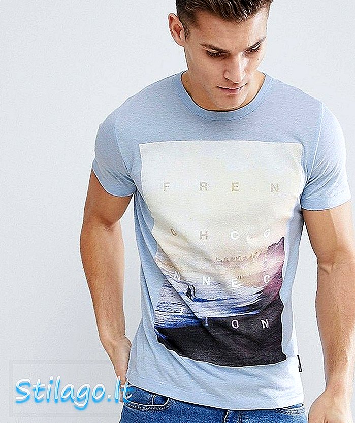 T-Shirt con stampa spiaggia French Connection Blu