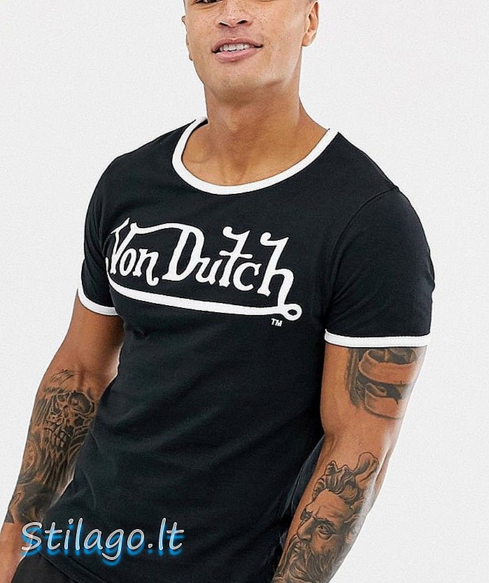 Von Dutch Ringer logo camiseta-negro