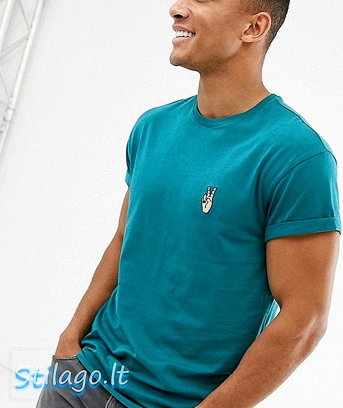 نیلے رنگ میں امن کڑھائی والی نئی شکل کی ٹی شرٹ