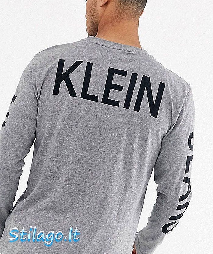 Calvin Klein Jeans เสื้อยืดแขนยาวด้านหลังลายสถาบัน - สีเทา