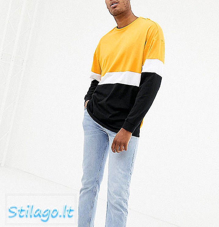 ASOS DESIGN Lang overdimensioneret langærmet t-shirt med farveblok i gult