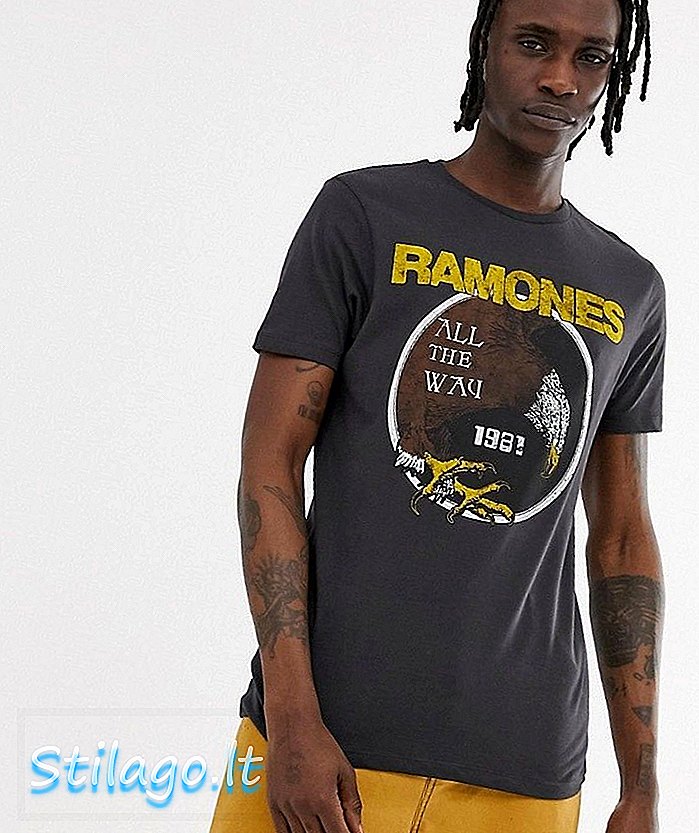 ASOS DESIGN - T-shirt avec bande Ramones - Noir