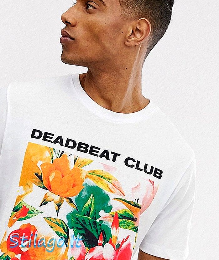 Pull & Bear t-shirt med blomsterbrysttryk i hvidt