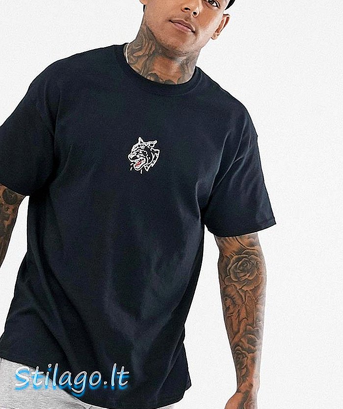 HNR LDN camiseta falsa bordada en talla extragrande-Negro