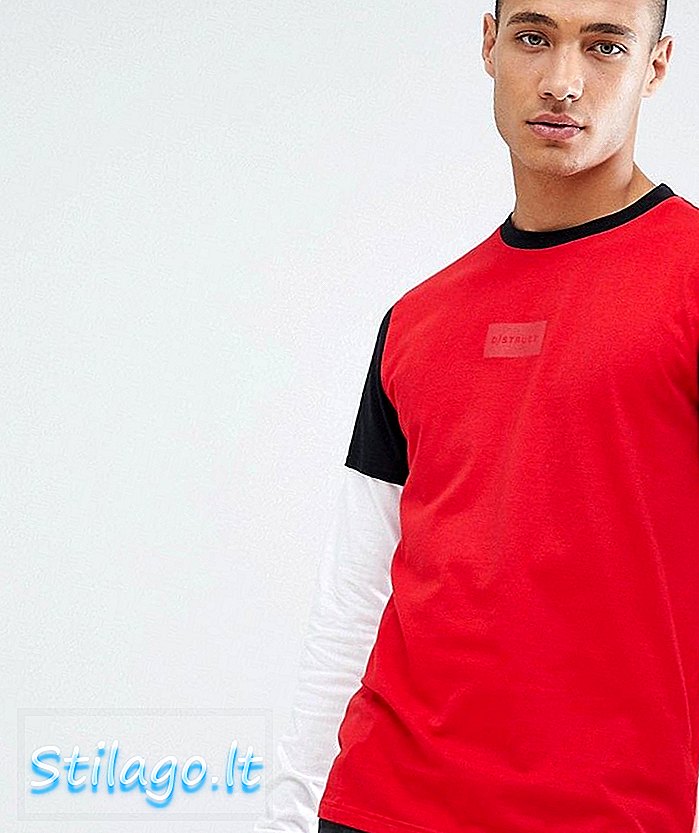 D-Struct Långärmad T-shirt med röd skjorta-röd