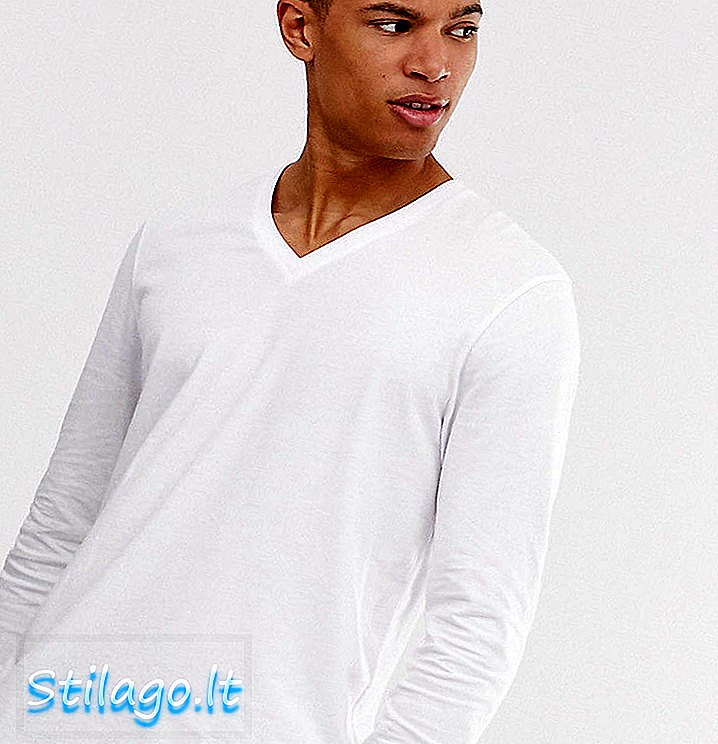 ASOS DESIGN Visoka majica z dolgimi rokavi z izrezom v beli barvi