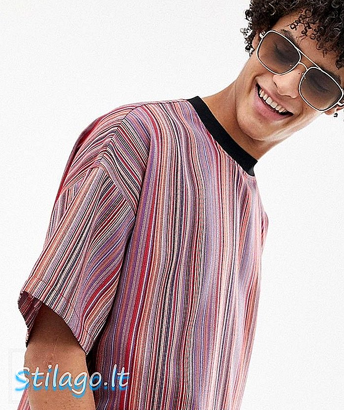 ASOS DESIGN mengkoordinasikan tenun stripe kebesaran t-shirt-Multi