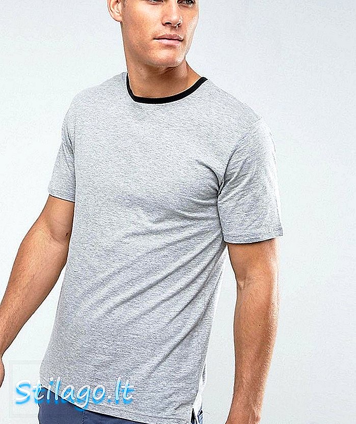 Troy Melange Ringer póló-szürke