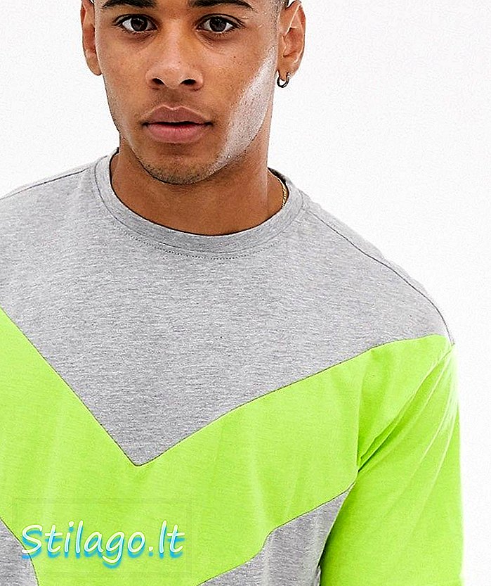 Another Influence cut and sew neon boxy t-shirt-Grijs