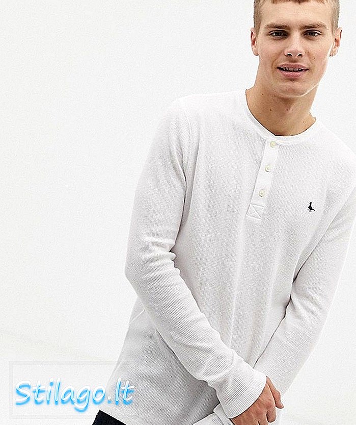 Jack Wills Byworth - T-shirt lounge henley gaufré blanc cassé