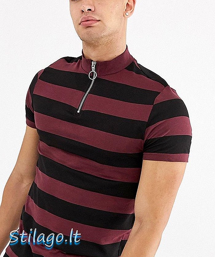 ASOS DESIGN Streifen T-Shirt mit Rollkragen-Rot