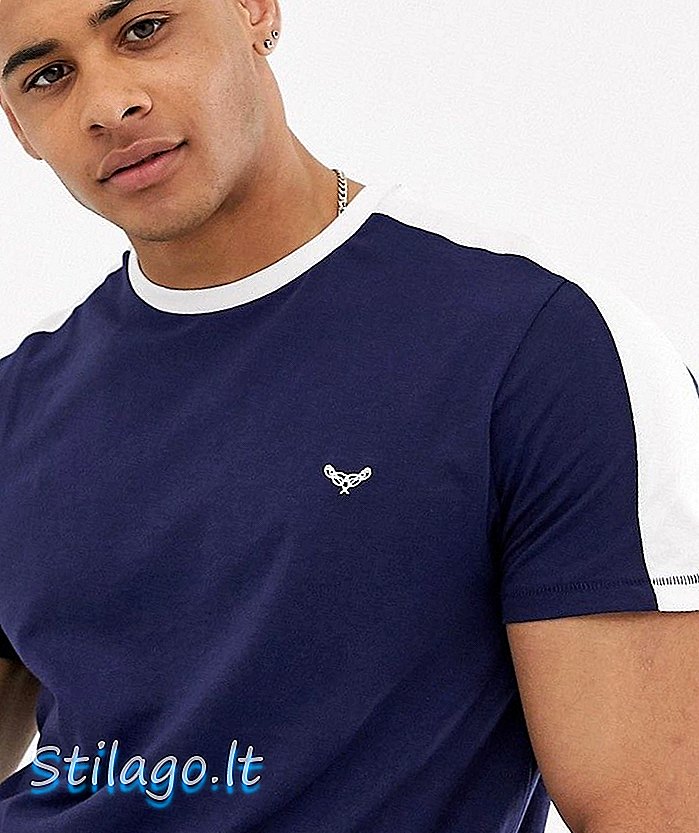 Gänglig panel-t-shirt-marinblå