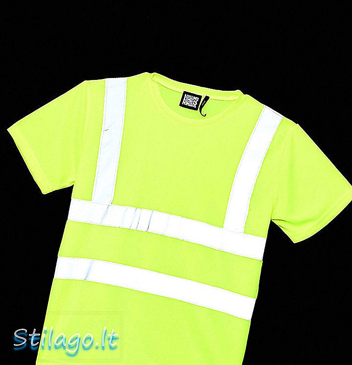 Odzyskana koszulka fluorescencyjna Vintage z taśmą odblaskową - żółta