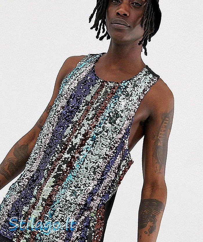 Urban Threads festival rainbow sequin vest-Multi