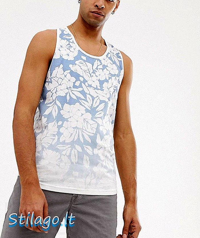 Bellfeild hibiscus fade print vest i pulverblå