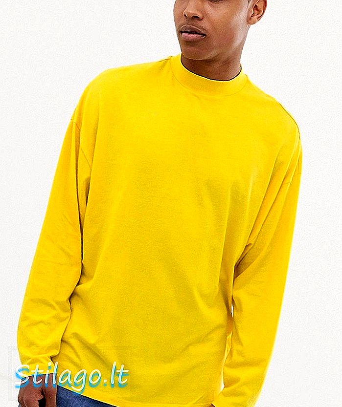ASOS DESIGN luomuton ylisuuri pitkähihainen paita, kilpikonnakaula keltainen