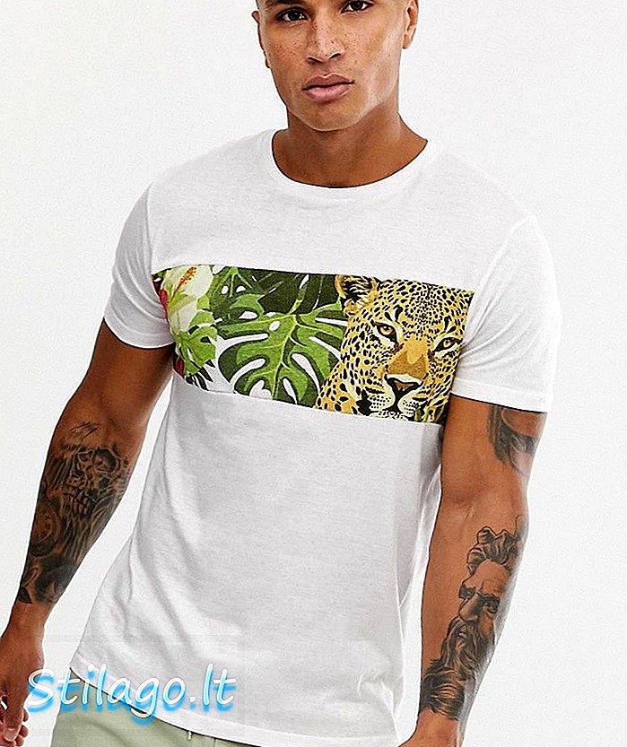 Brave Soul cheetah t-shirt-Wit