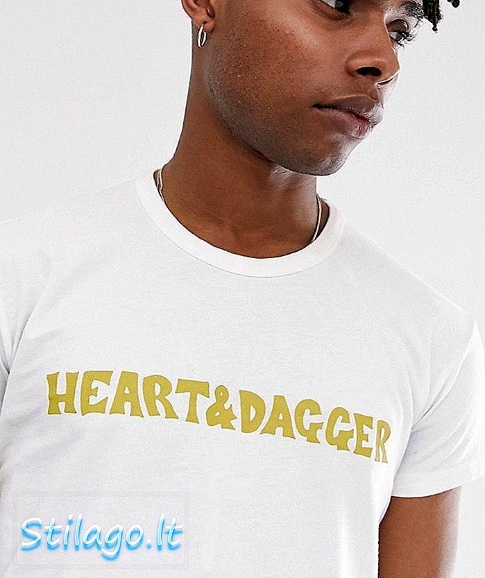 T-shirt Heart & Dagger langsing dengan penjenamaan-Putih