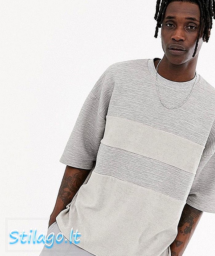 ASOS DESIGN übergroßes T-Shirt mit Farbblock aus Mischgewebe in Grau