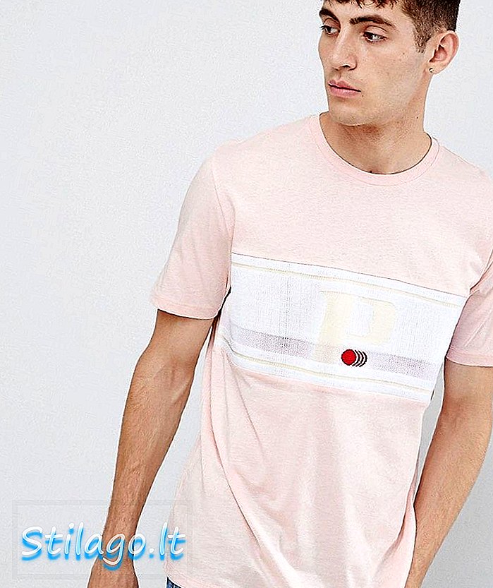 ASOS DESIGN nyugodt póló, jacquard betéttel és rózsaszínű szöveg nyomtatással