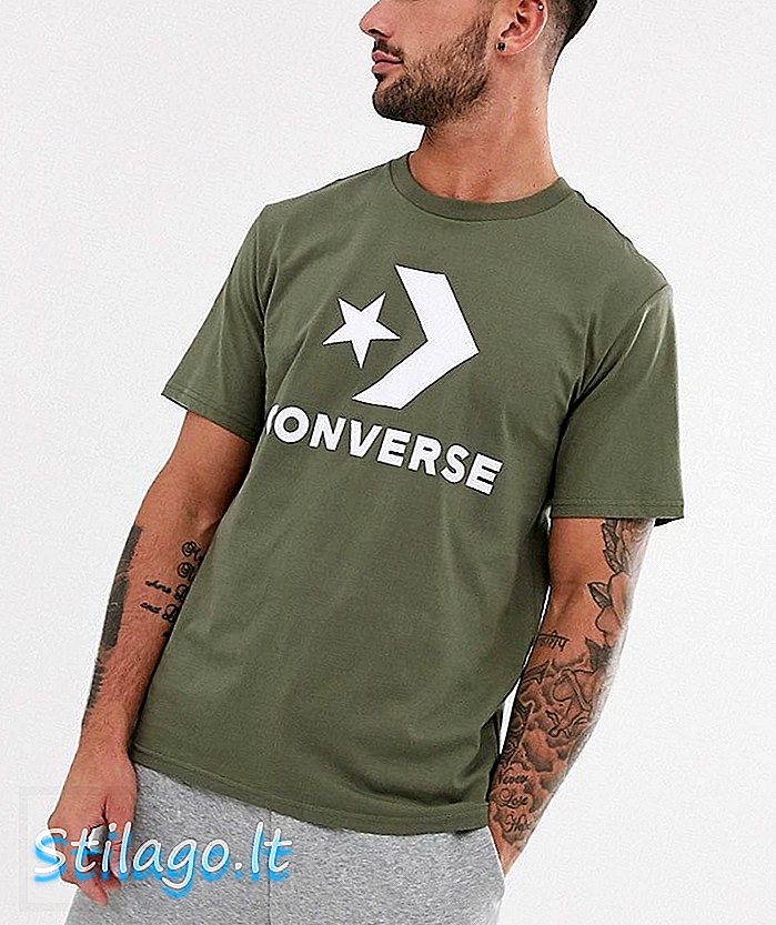 เสื้อยืดโลโก้ Converse Large สีกากี - เขียว