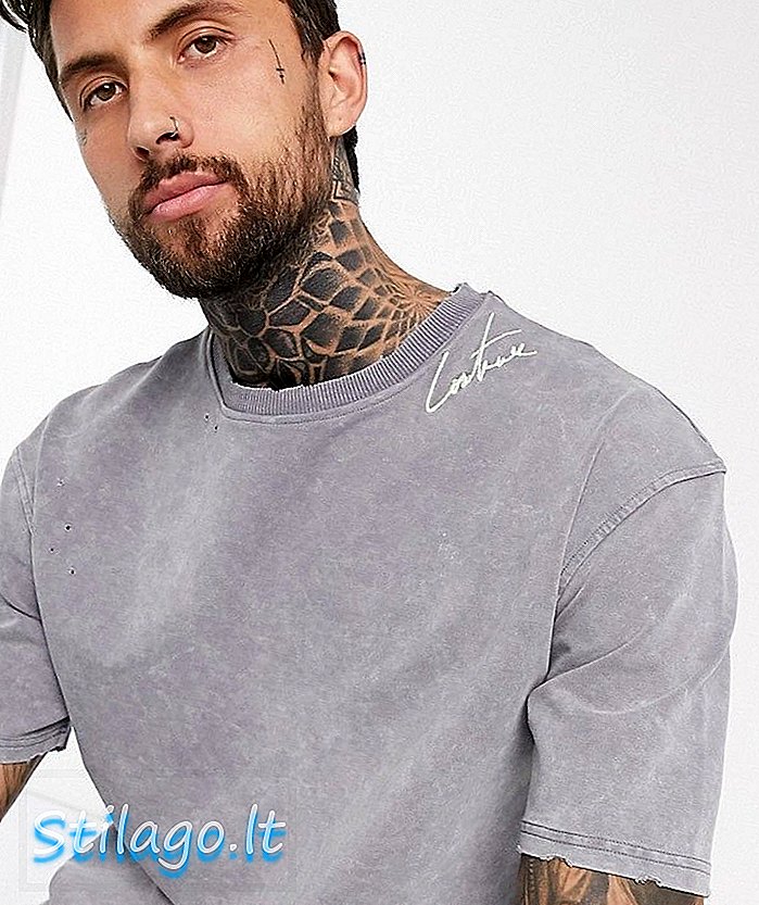 The Couture Club camiseta ligera con lavado ácido en gris