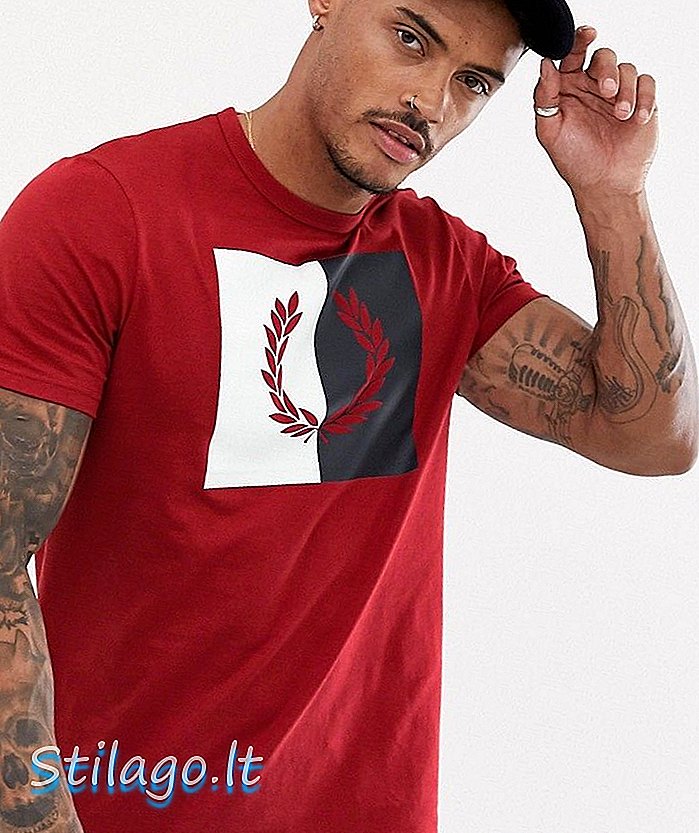 Fred Perry Farbblock Kranz T-Shirt in rot