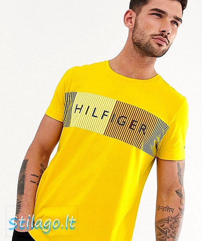 Tommy Hilfiger liela karoga logo t-krekls dzeltenā krāsā