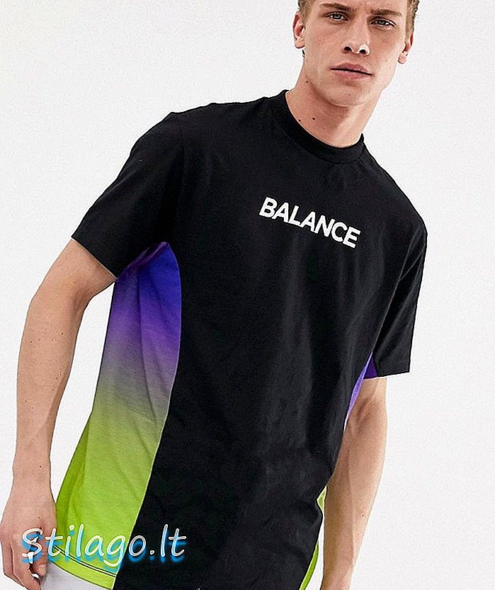 ASOS DESIGN organikus pamut relaxációs póló, szöveges nyomtatással és ombre panelekkel - fekete