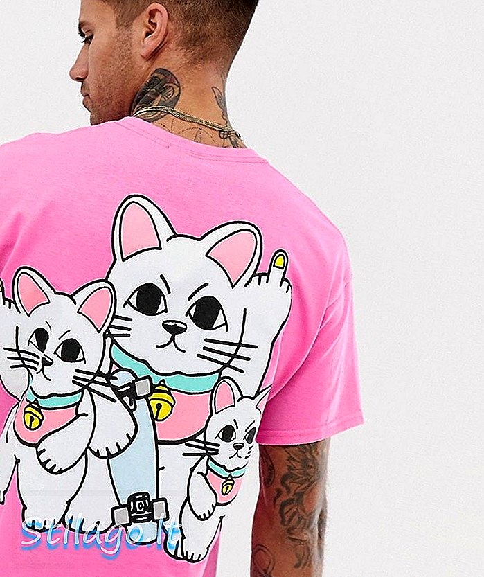 T-shirt cetak baru Love Club kucing dalam warna besar-Pink