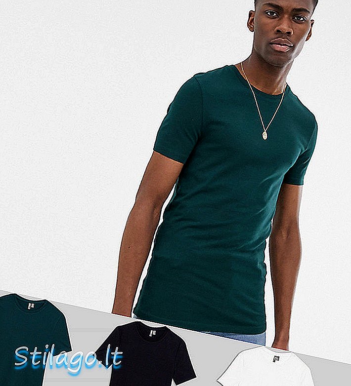 „ASOS DESIGN Tall 3“ pakuotės ekologiški, raumenims pritaikyti marškinėliai su įgulos kaklu