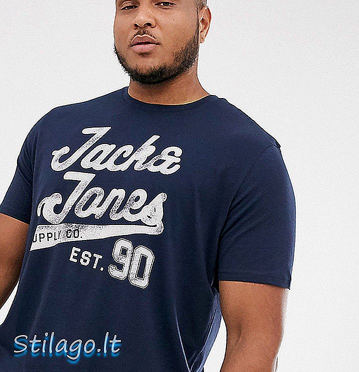 Jack & Jones Originals Plus iso logo t-paita-laivasto