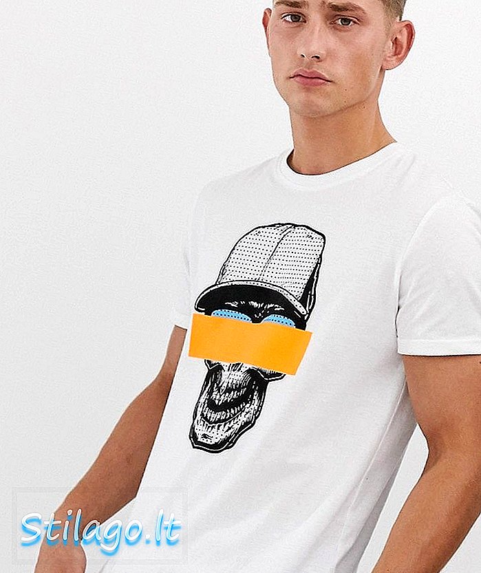 Brave Soul Grafik T-Shirt mit Neon-Weiß