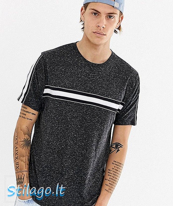 ASOS DESIGN camiseta descontraída em tecido de linho com gravação de contraste-Preto