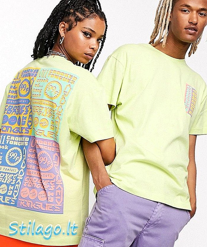 T-shirt unisex tinta unita in neon con stampa colorata verde