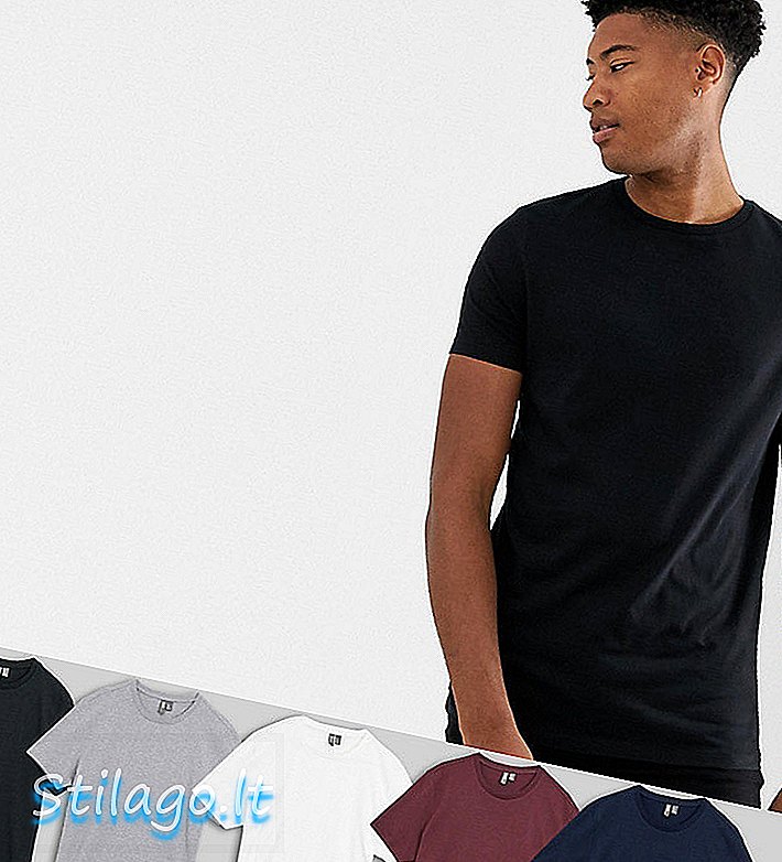 „ASOS DESIGN Tall“ 5 pakuotės marškinėliai su įgulos kaklu