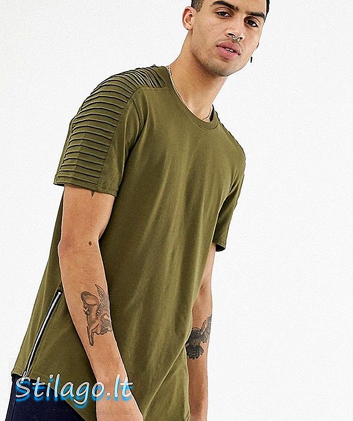 T-shirt con zip laterale in tessuto Brooklyn verde