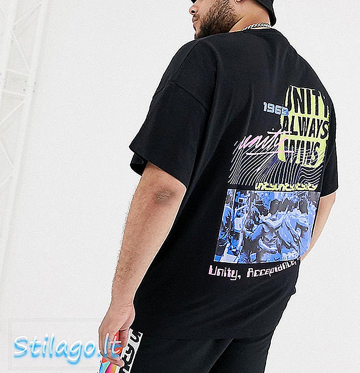 ASOS DESIGN x glaad & Plus tričko s nadmernou veľkosťou a fotografickým zadným potlačou - čierne