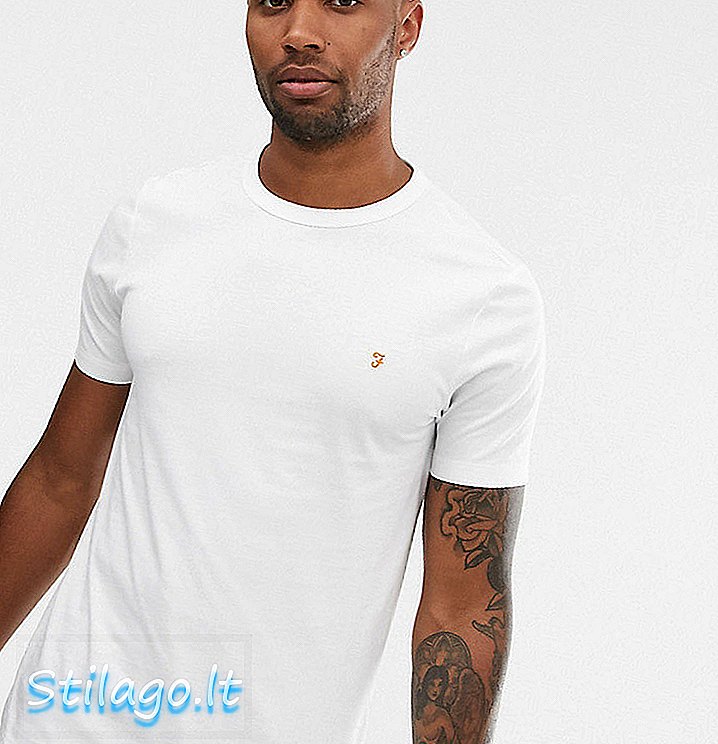 T-shirt con logo slim fit Farah Dennis in bianco