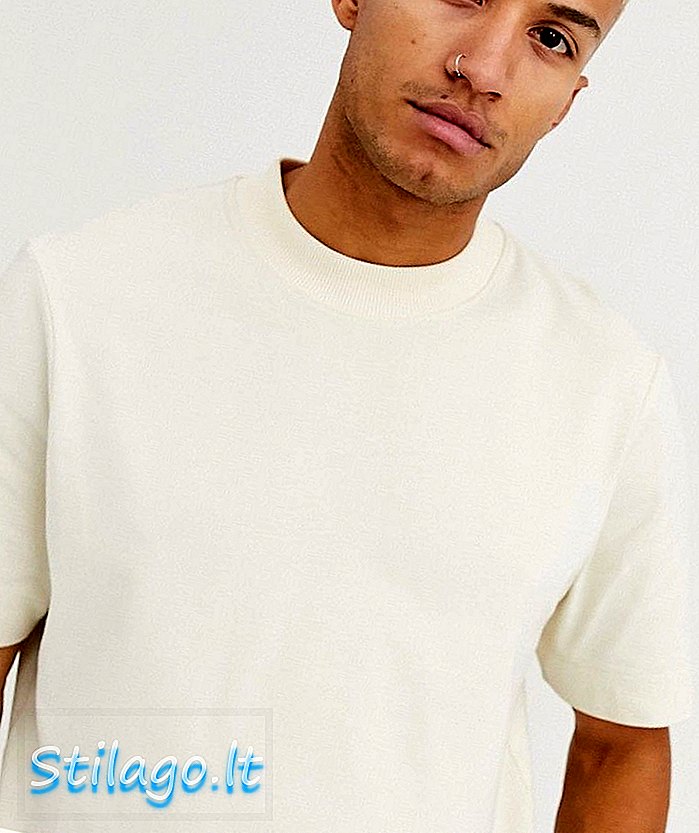 ASOS WHITE 베이지의 슈퍼 부드러운 브러시 드 코튼 오버 사이즈 핏 티셔츠