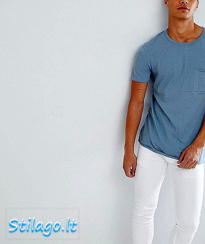 가슴 포켓이있는 블루 컷 & 꿰매는 Tom Tailor 티셔츠