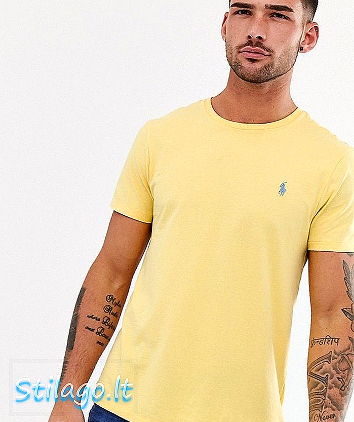 Logo ikon Polo Ralph Lauren mencuci t-shirt custom fit biasa dengan warna kuning