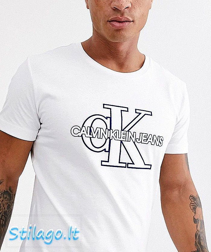 T-shirt petto petto Calvin Klein Jeans-bianco