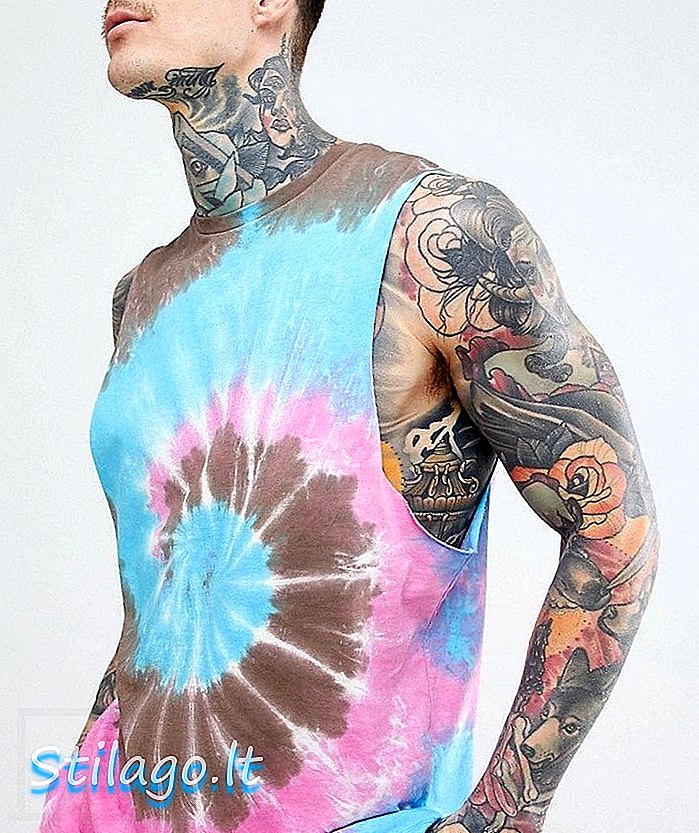 ASOS DESIGN långärmad ärmlös t-shirt med spiralband färgämne-Multi