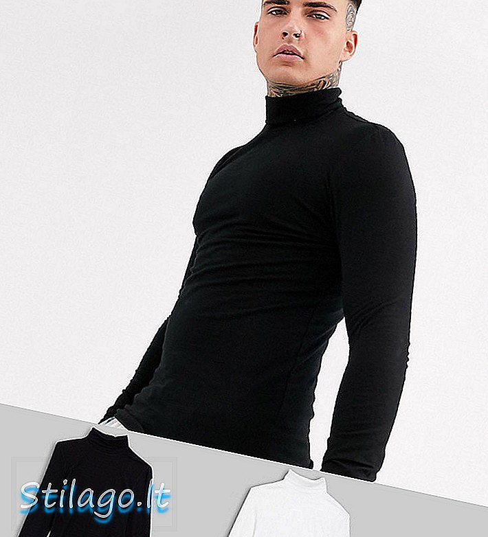 ASOS DESIGN 2 packmuscle fit 저지 롤넥 세이브-멀티