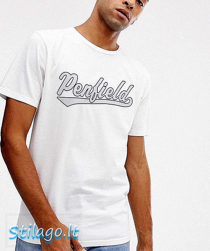 Biała koszulka z okrągłym dekoltem i logo Penfield