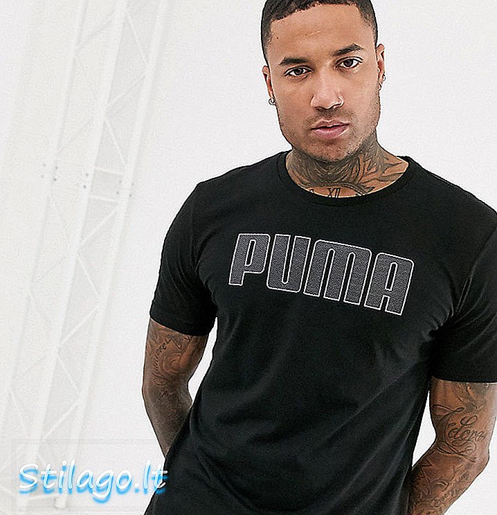 T-shirt sukan logo Puma P48-Hitam