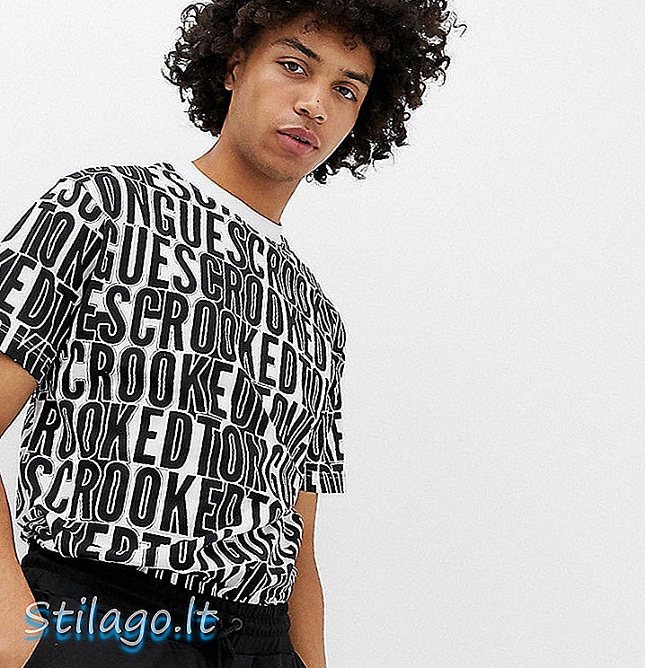 Crooked Tongues overdimensjonert t-skjorte med repeterende logo-trykk-svart